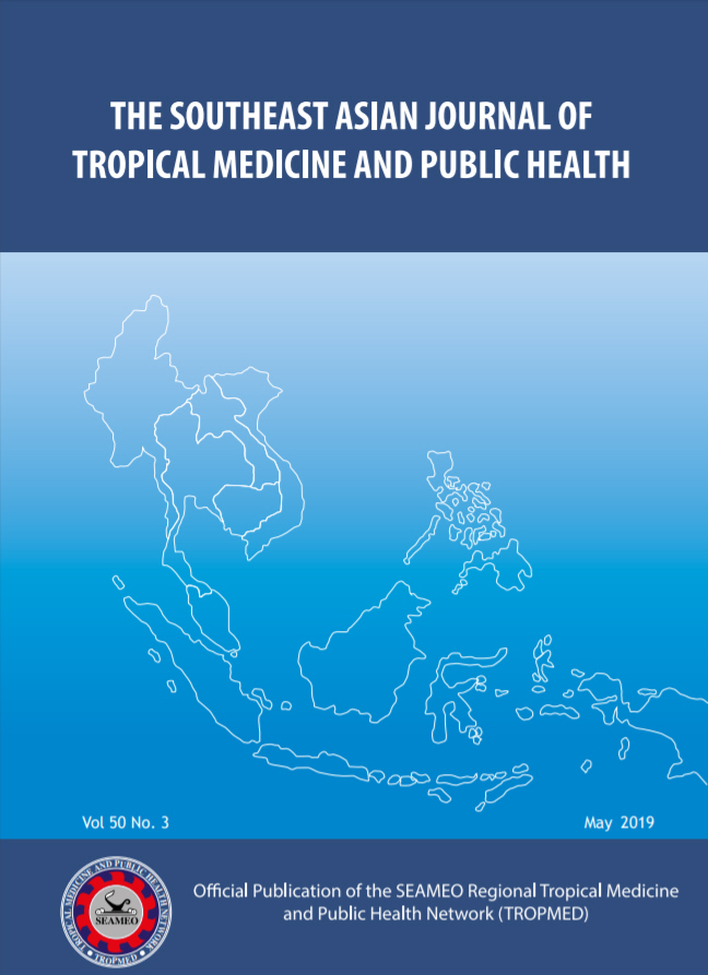 					View Vol. 50 No. 4 (2019): THE SOUTHEAST ASIAN JOURNAL OF TROPICAL MEDICINE AND PUBLIC HEALTH
				