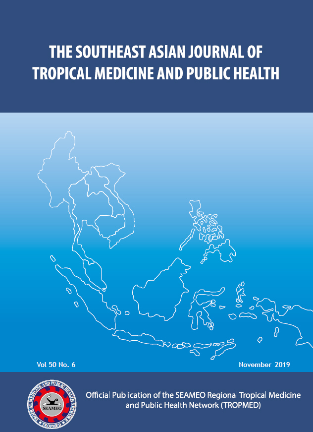 					View Vol. 50 No. 6 (2019): THE SOUTHEAST ASIAN JOURNAL OF TROPICAL MEDICINE AND PUBLIC HEALTH
				